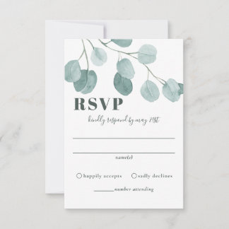 Silver Dollar Eucalyptus Wedding RSVP Card