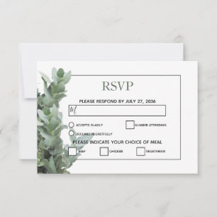 Silver Dollar Eucalyptus Wedding RSVP Cards