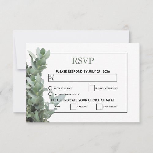 Silver Dollar Eucalyptus Wedding RSVP Cards