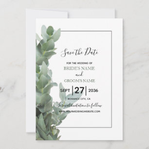 Silver Dollar Eucalyptus Wedding Save The Date