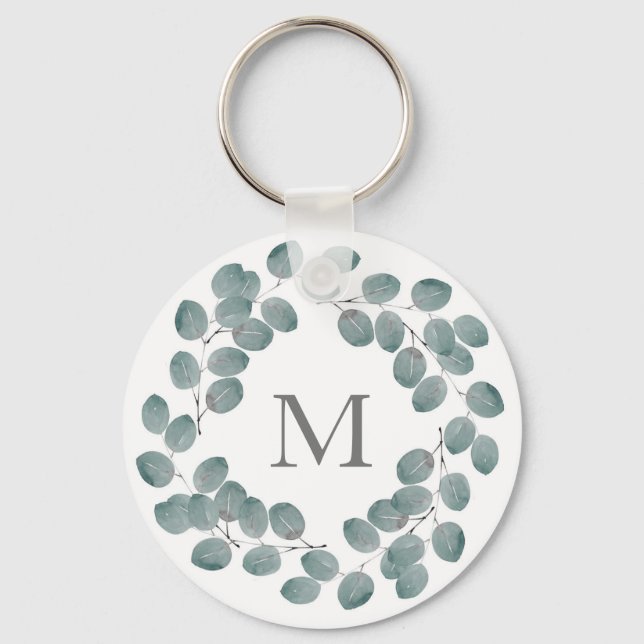 Silver Dollar Eucalyptus Wreath Keychain (Front)