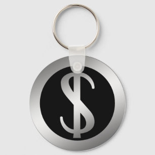 SILVER DOLLAR SIGN KEYCHAIN