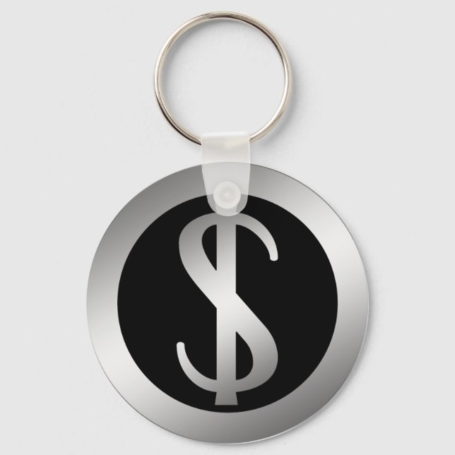 SILVER DOLLAR SIGN KEYCHAIN (Front)