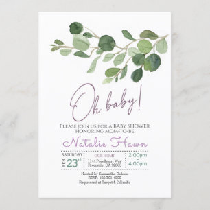 silver dollar tree baby shower invitation