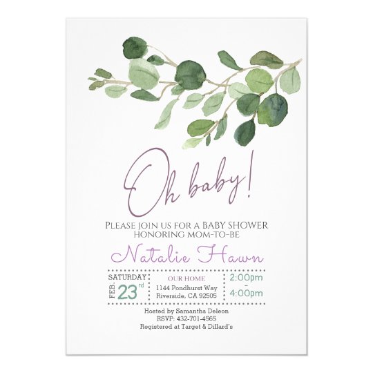 silver dollar tree baby shower invitation