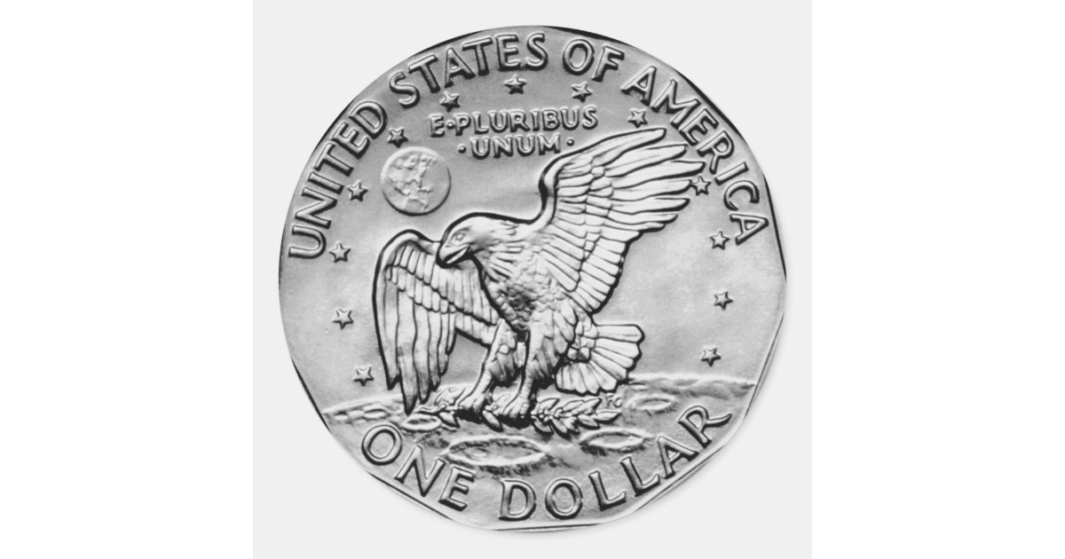 Silver Dollar USA Classic Round Sticker | Zazzle