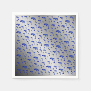 silver,dolphin, fish, nature, aquatic, design, napkins