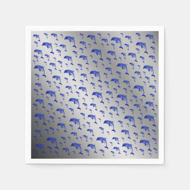 silver,dolphin, fish, nature, aquatic, design, napkins (Front)