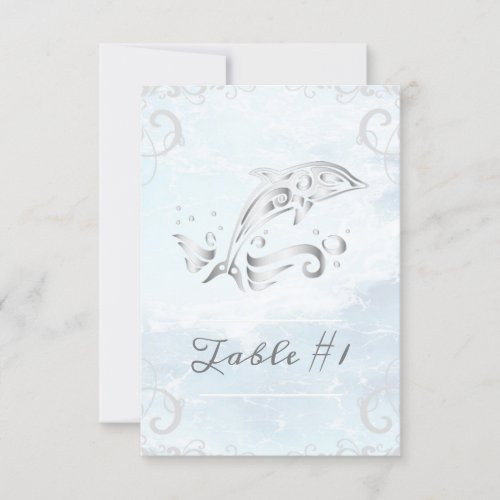 Silver Dolphin Wedding Table Card