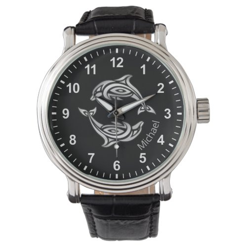 Silver Dolphins Monogram Black Maritime Watch