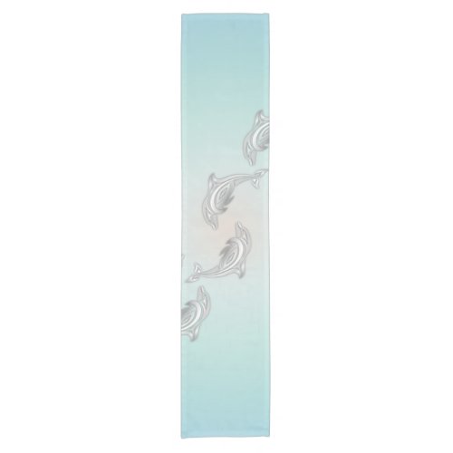 Silver Dolphins Wave Beachstyle Short Table Runner