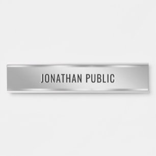 Silver Door Sign Custom Text Elegant Modern Design