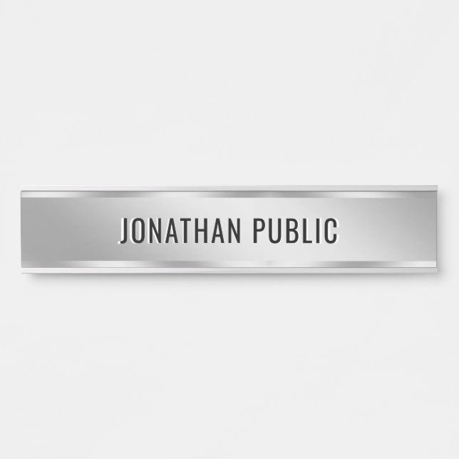 Silver Door Sign Custom Text Elegant Modern Design (Front)