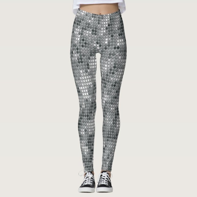 Silver Dots Disco Leggings (Front)