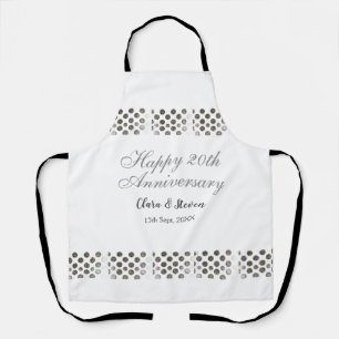 SILVER dots glitter happy 20th anniversary wedding Apron