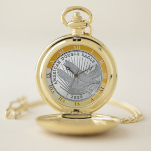 SILVER DOUBLE EAGLE COIN POCKET WATCH