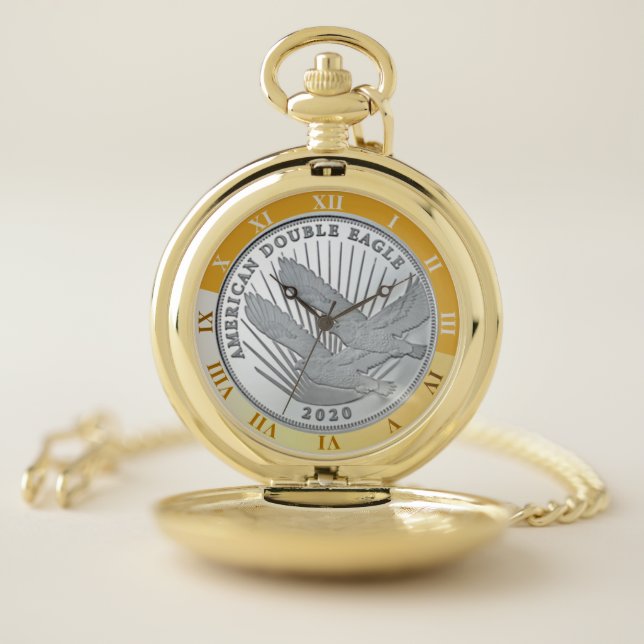 SILVER DOUBLE EAGLE COIN POCKET WATCH (Inside)