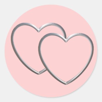 Silver Double Hearts Classic Round Sticker by kokobaby at Zazzle