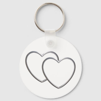 Silver Double Hearts Keychain