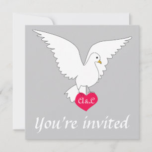 Silver Dove Wedding Invitation