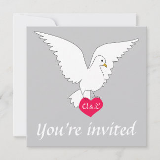 Silver Dove Wedding Invitation