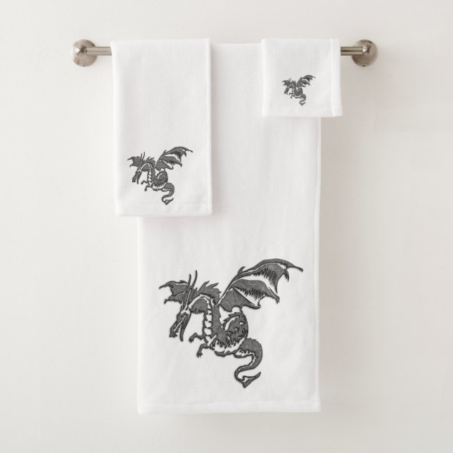 Silver Dragon Bath Towel Set (Insitu)
