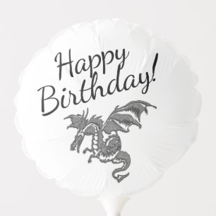Silver Dragon Birthday Balloon