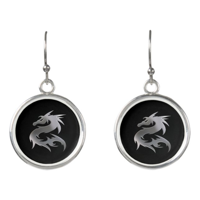 Silver Dragon Earrings (Front)