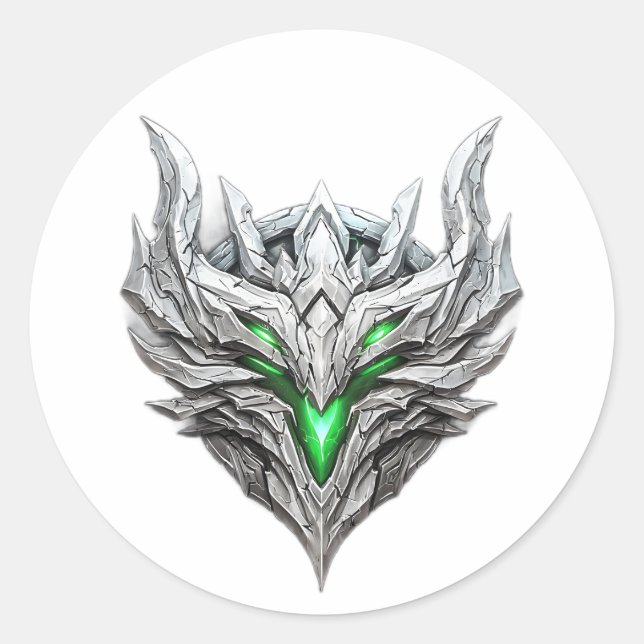 Silver Dragon Emblem Classic Round Sticker (Front)