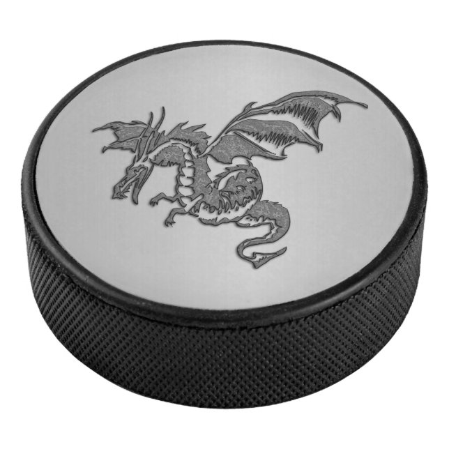 Silver Dragon Hockey Puck (3/4)