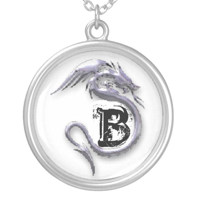 Silver Dragon Monogram Sterling Silver Necklace (Front)