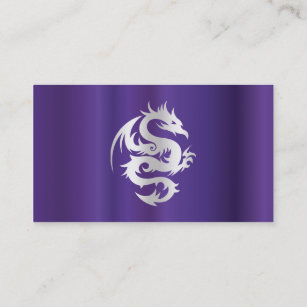 Silver Dragon on Imperial Purple Business Card