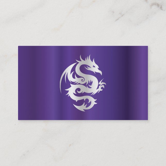 Silver Dragon on Imperial Purple Business Card (Back)