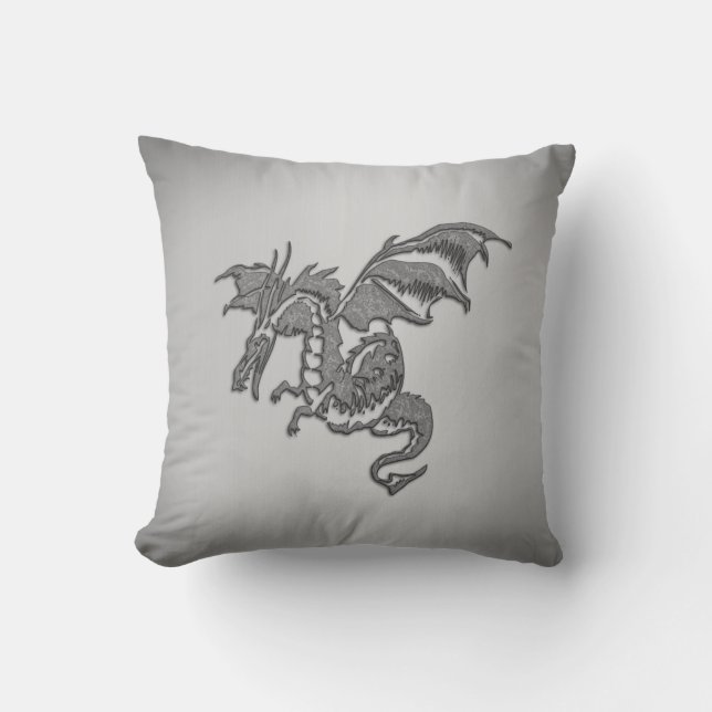 Silver Dragon Outdoor Pillow (Front)