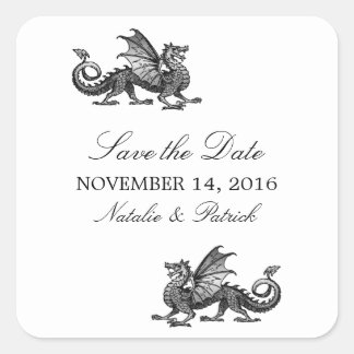Silver Dragon Save the Date Stickers