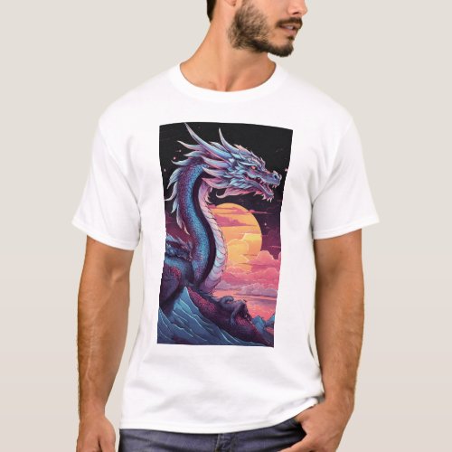 Silver Dragon Sunrise Printed T_Shirt