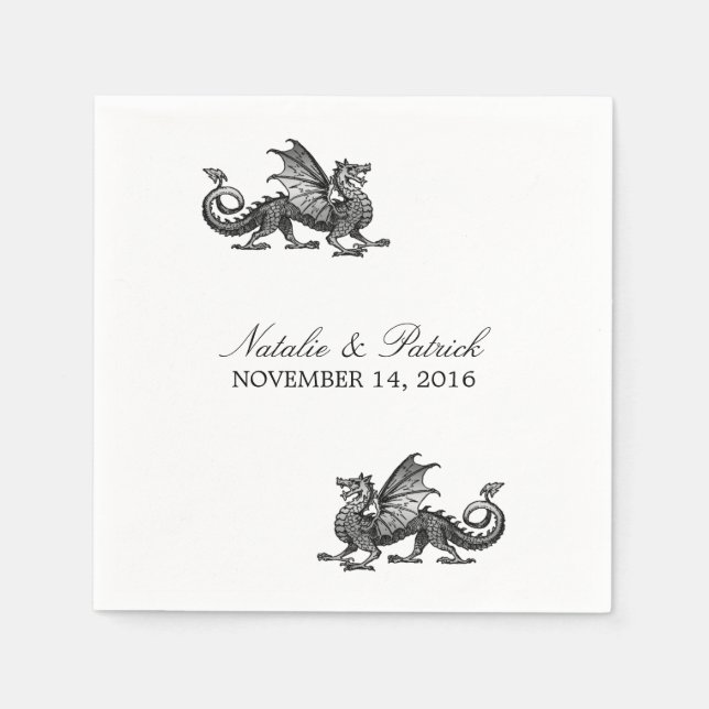 Silver Dragon Wedding Paper Napkins (Front)