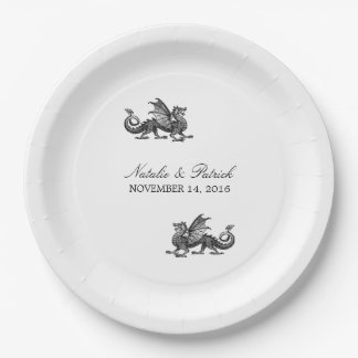 Silver Dragon Wedding Paper Plates