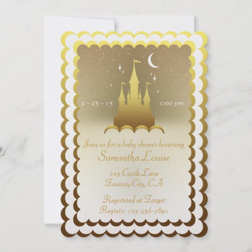 Silver Dreamy Castle In The Clouds Baby Shower Invitation