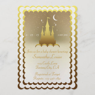 Silver Dreamy Castle In The Clouds Baby Shower Invitation