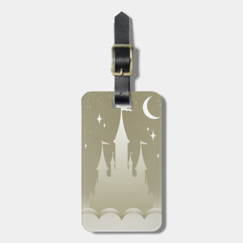 Silver Dreamy Castle In The Clouds Starry Moon Sky Luggage Tag