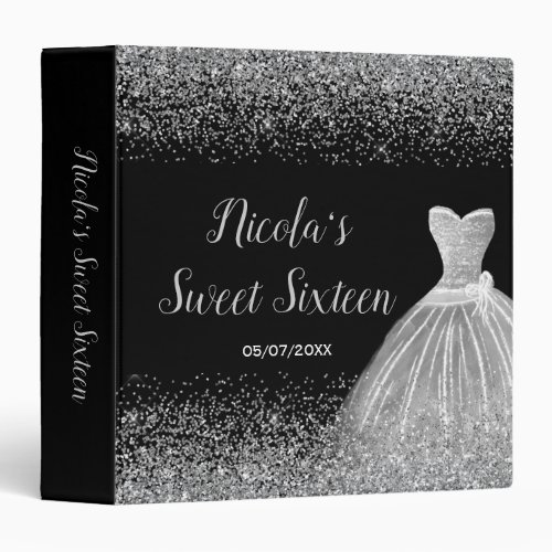 Silver Dress Faux Glitter Sweet 16 Photo Album