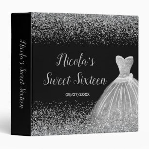 Silver Dress Faux Glitter Sweet 16 Photo Album 3 Ring Binder