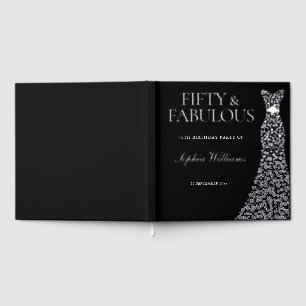 Silver Dress Fifty & Fabulous 50th Birthday Party Foil Guest Book