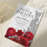 Silver Dress Gown Red Roses 50th Birthday Party Invitation<br><div class="desc">Silver Dress Gown Red Roses 50th Birthday Party - 50 and Fabulous  Invitation

See matching collection in Niche and Nest Store

Many thanks</div>