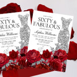 Silver Dress Gown Red Roses 60th Birthday Party Invitation<br><div class="desc">Silver Dress Gown Red Roses 50th Birthday Party - 50 and Fabulous  Invitation

See matching collection in Niche and Nest Store

Many thanks</div>