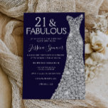 Silver Dress Midnight 21 & Fabulous 21st Birthday Invitation<br><div class="desc">Silver Dress Midnight 21 & Fabulous 21st Birthday Invitation
Variations to the invitation and matching items in our store</div>