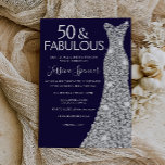 Silver Dress Navy 50 & Fabulous 50th Birthday Invitation<br><div class="desc">Silver Dress Navy 50 & Fabulous 50th Birthday Invitation
Variations to the invitation and matching items in our store</div>