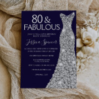 Silver Dress Navy 80 & Fabulous 80th Birthday