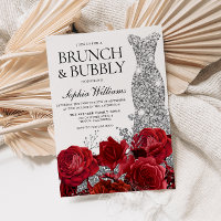 Silver Dress Red Rose Brunch Bubbly Bridal Shower 